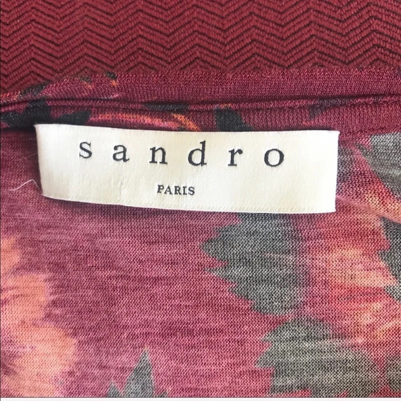 NWOT Sandro Cherry Long Sleeve Cotton Jersey Top Casual Women’s Small - Picture 5 of 7